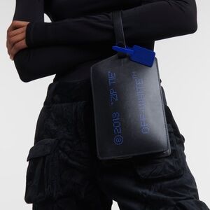 OFF-WHITE Zip Tie Medium leather clutch